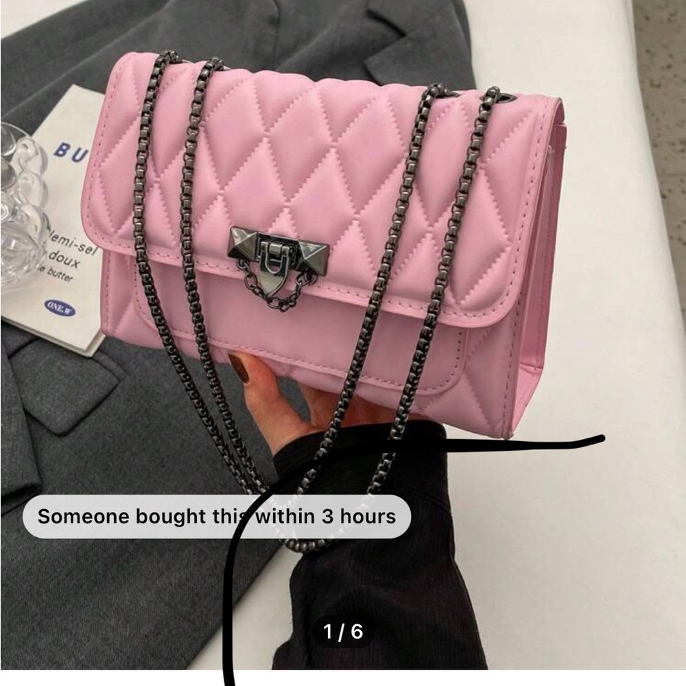 Pink Quilted Chain Shoulder Bag